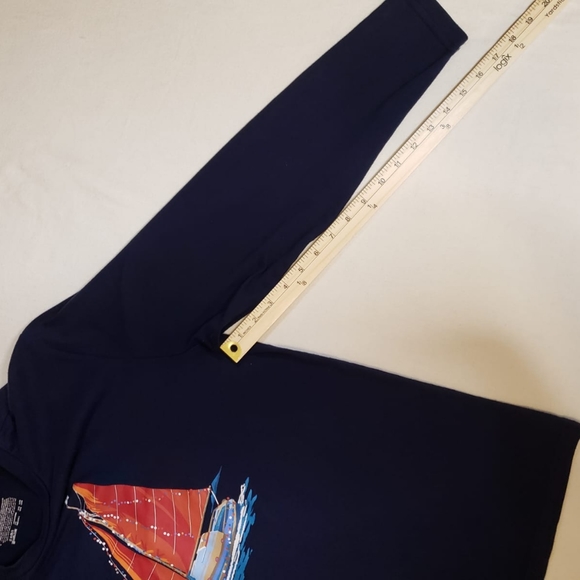 Club Room Men Blue Shirt Long Sleeve Graphic Sail Boat Size L - Picture 2 of 6